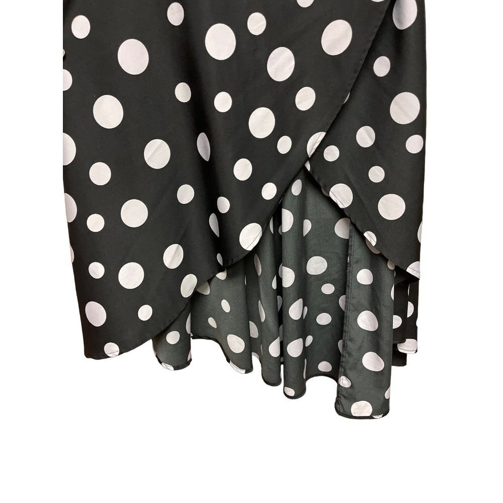 Ashley Stewart Black White Polka Dot Wrap Dress Short Sleeve Women's Size 16 - Picture 4 of 8